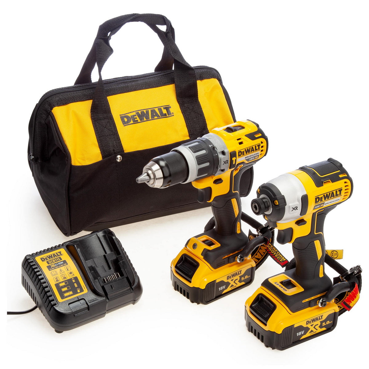 DeWalt DCK266P2LR Brushless Συλλογή Κρουστικό Δραπανοκατσάβιδο & Παλμικό Κατσαβίδι 18V Li-Ion 2 Μπαταρίες 5.0Ah & Βαλίτσα T-Stak & Μπουφάν Εργασίας