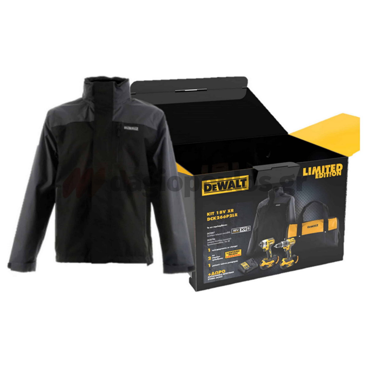 DeWalt DCK266P2LR Brushless Συλλογή Κρουστικό Δραπανοκατσάβιδο & Παλμικό Κατσαβίδι 18V Li-Ion 2 Μπαταρίες 5.0Ah & Βαλίτσα T-Stak & Μπουφάν Εργασίας