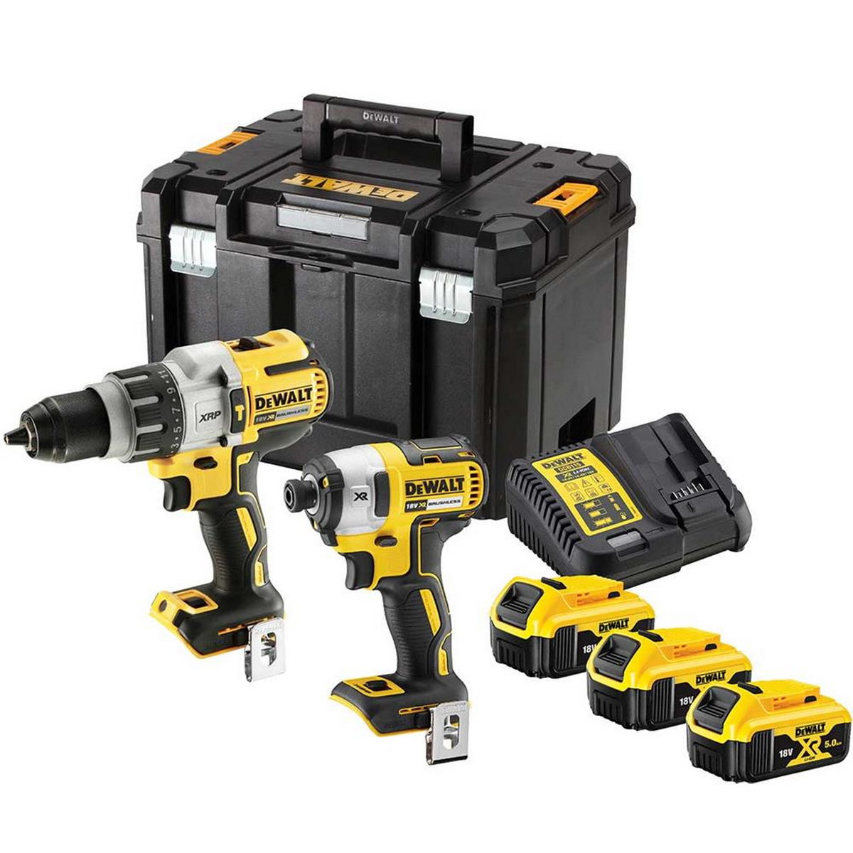 DeWalt DCK276P3T Brushless Συλλογή Δραπανοκατσάβιδο & Παλμικό Κατσαβίδι Μπαταρίας 18V Li-Ion Με 3 Μπαταρίες 5.0Ah & Βαλίτσα T-Stak