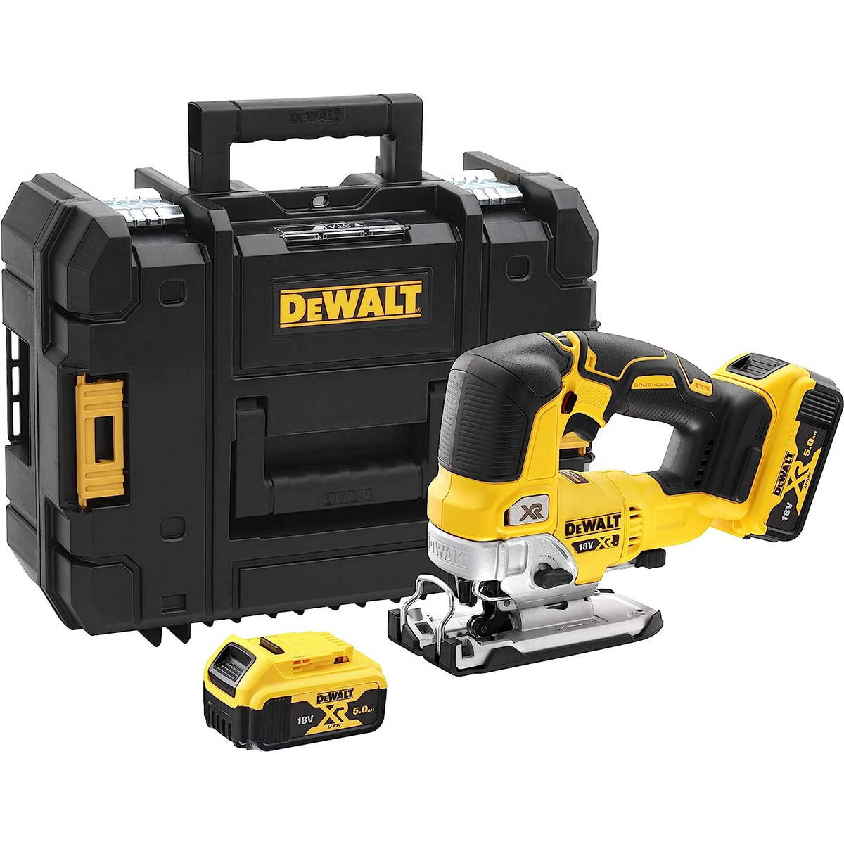 DeWalt DCS334P2-QW Brushless Σέγα Μπαταρίας XR 18V Li-Ion Με 2 Μπαταρίες 5.0Ah & Βαλίτσα T-Stak