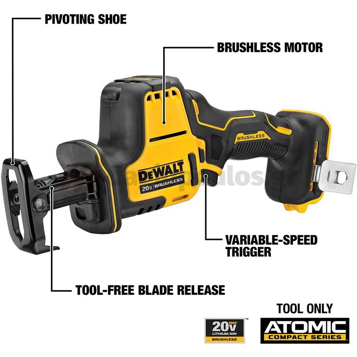 DeWalt DCS369N-XJ Brushless Σπαθοσέγα (Σεγάτσα) Μπαταρίας 18V Li-Ion SOLO