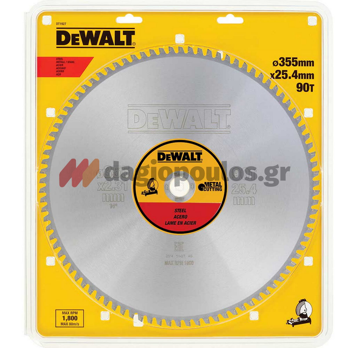 DeWalt DT1927 Δίσκος Διαμαντέ (Διαμαντόδισκος) Κοπής Σιδήρου 90T 335mm