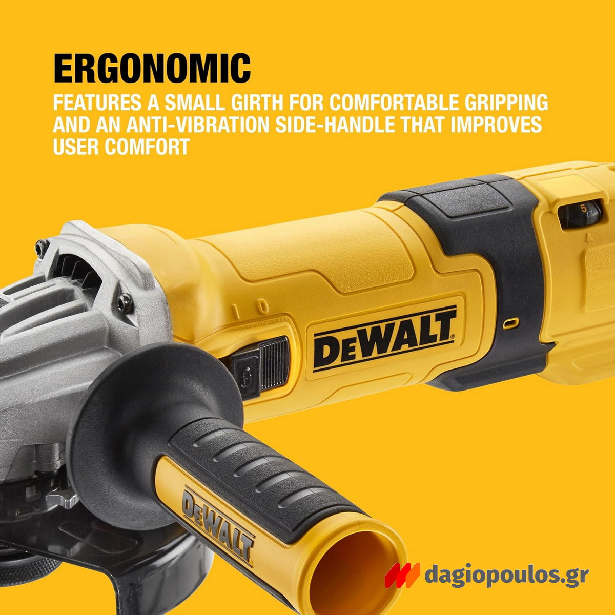Dewalt DWE4257KT-QS Ηλεκτρικός Γωνιακός Τροχός 1500W 125mm Ρυθμιζόμενος