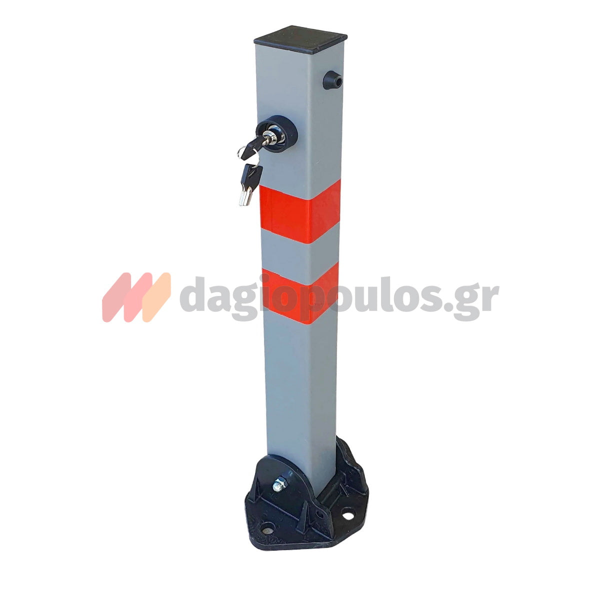 Κολωνάκι Μεταλλικό Στρογγυλό "Σπαστό" Απαγόρευσης Στάθμευσης & Οριοθέτησης Γκρι Με Κλειδαριά 65cm