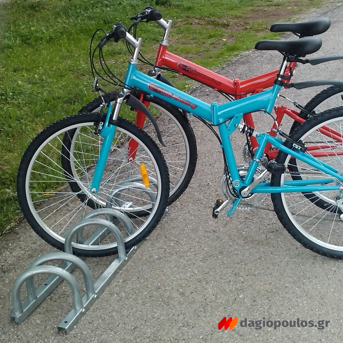 Μπάρα Στάθμευσης Φύλαξης Ποδηλάτων Διαγώνια Γαλβανιζέ 3 Θέσεων