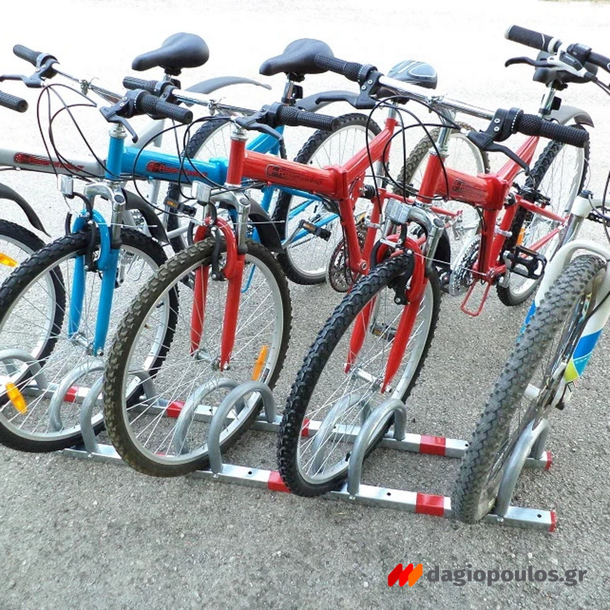 Μπάρα Στάθμευσης Φύλαξης Ποδηλάτων Διαγώνια Γαλβανιζέ 5 Θέσεων