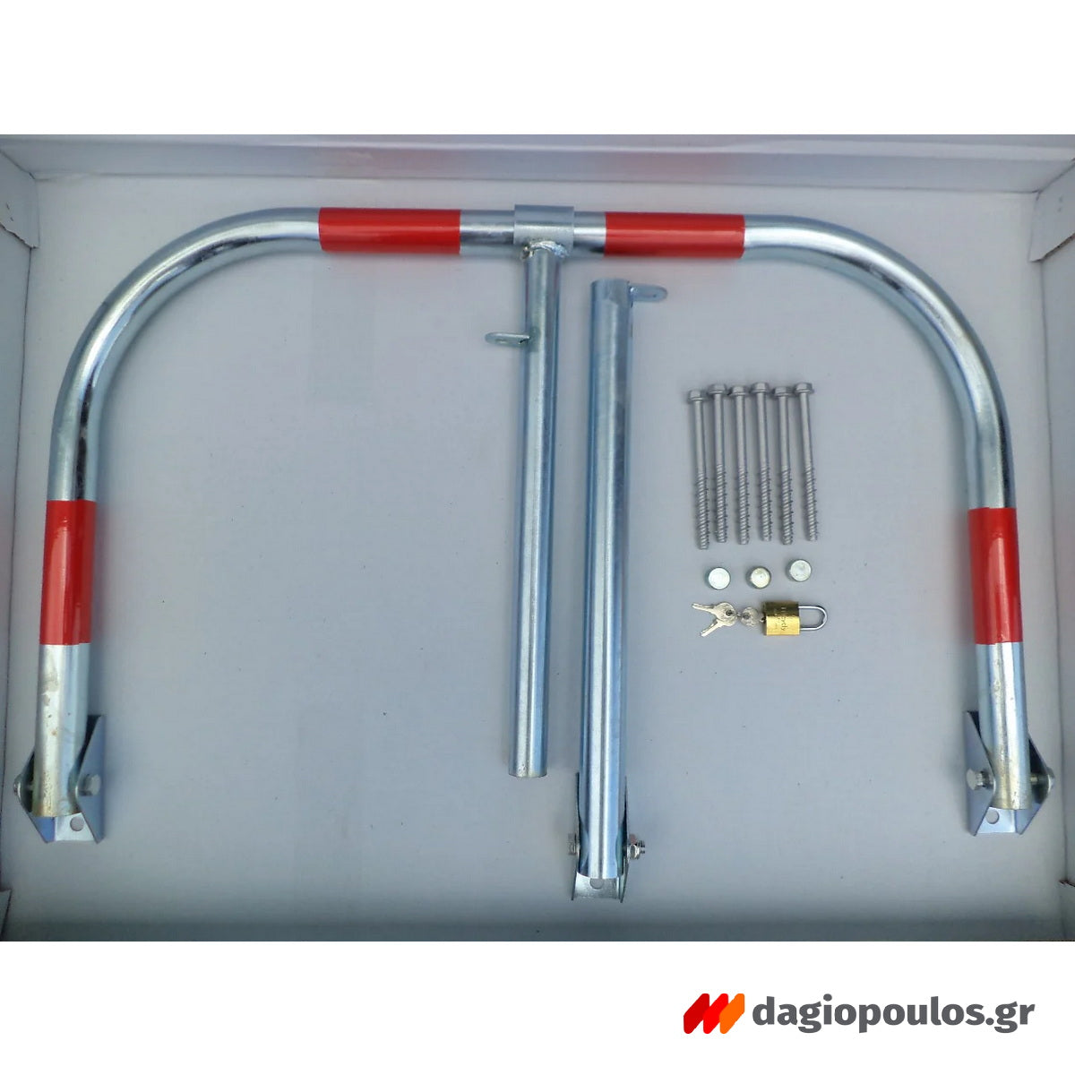 Μπάρα Παρεμπόδισης Παρκαρίσματος Αρθρωτή Γαλβανιζέ Τύπου U Με 3 Πόδια Οικονομική