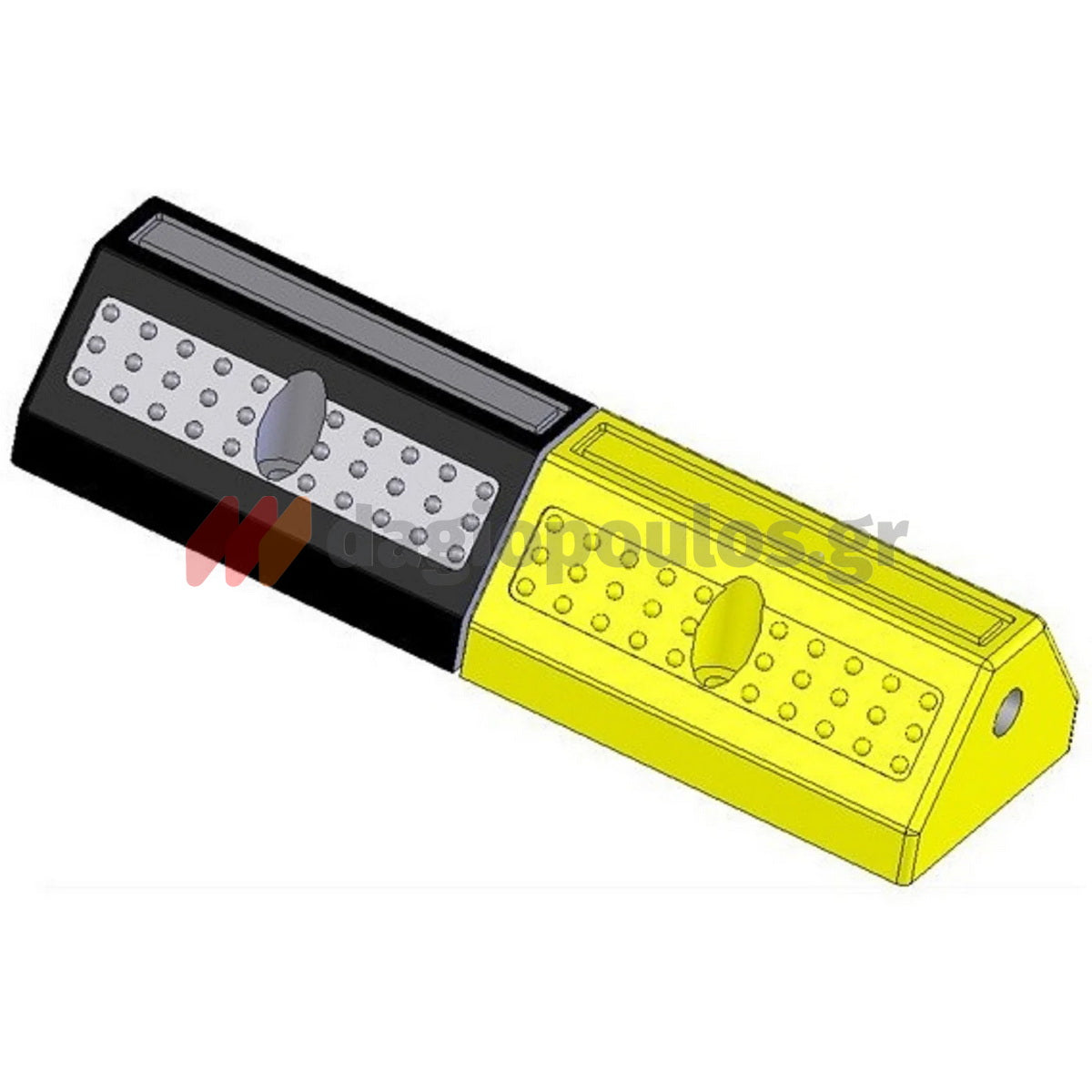 Στοπ Τροχού Μονό Απλό Οικονομικό 500mm x 160mm x 100mm ΜΑΥΡΟ/ΚΙΤΡΙΝΟ