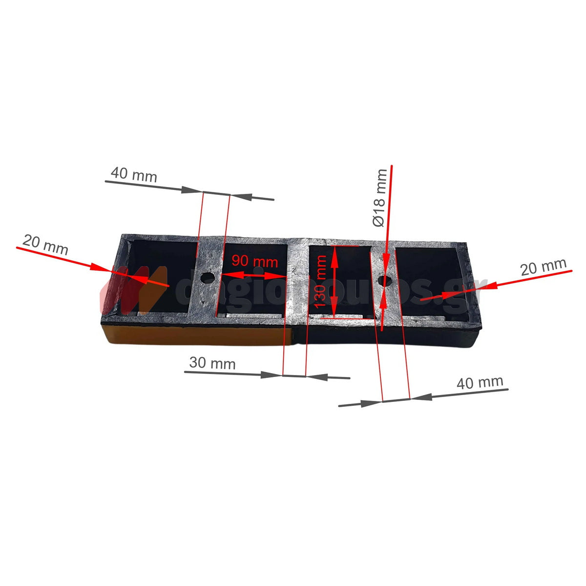 Στοπ Τροχού Μονό Απλό Οικονομικό 500mm x 160mm x 100mm ΜΑΥΡΟ/ΚΙΤΡΙΝΟ