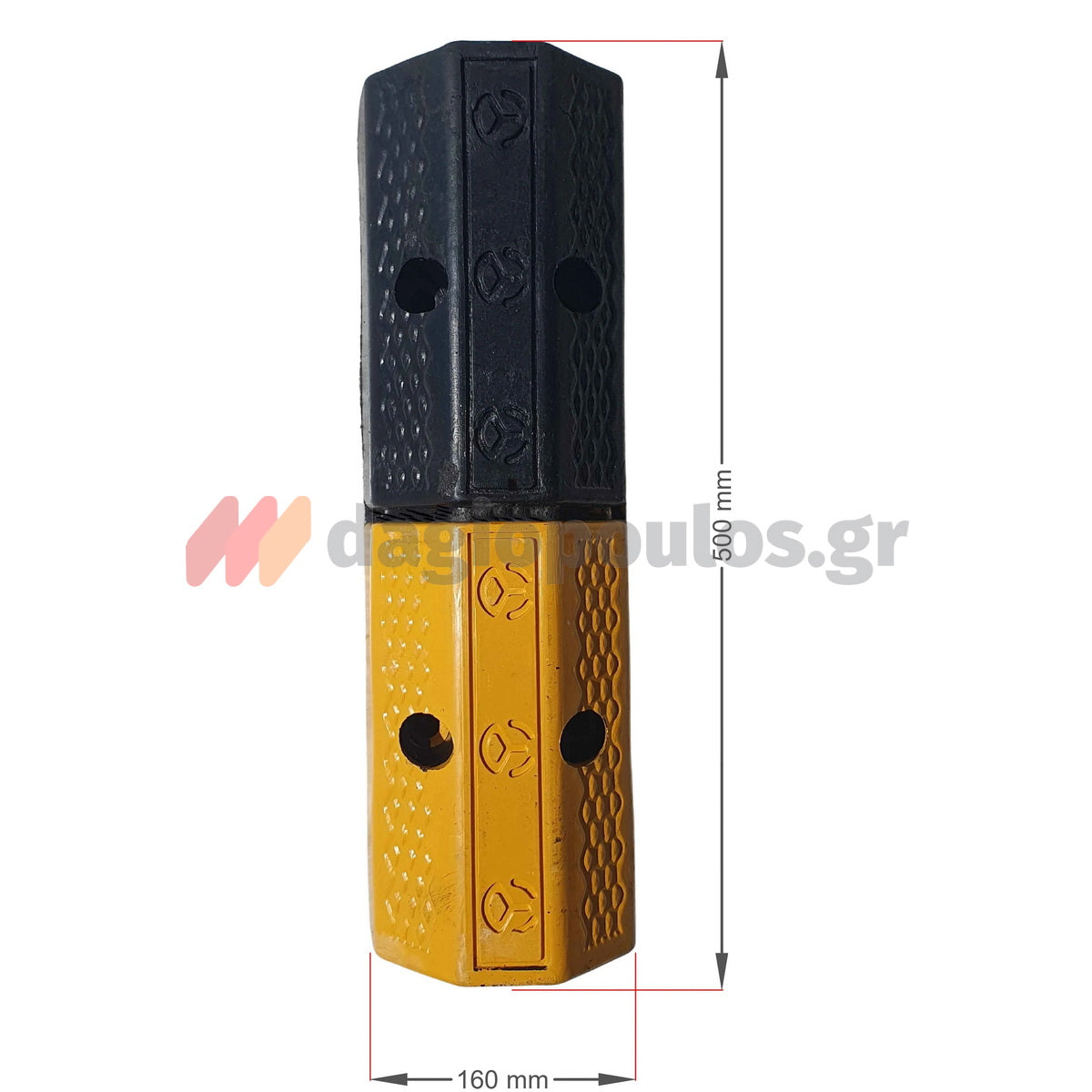 Στοπ Τροχού Μονό Απλό Οικονομικό 500mm x 160mm x 100mm ΜΑΥΡΟ/ΚΙΤΡΙΝΟ