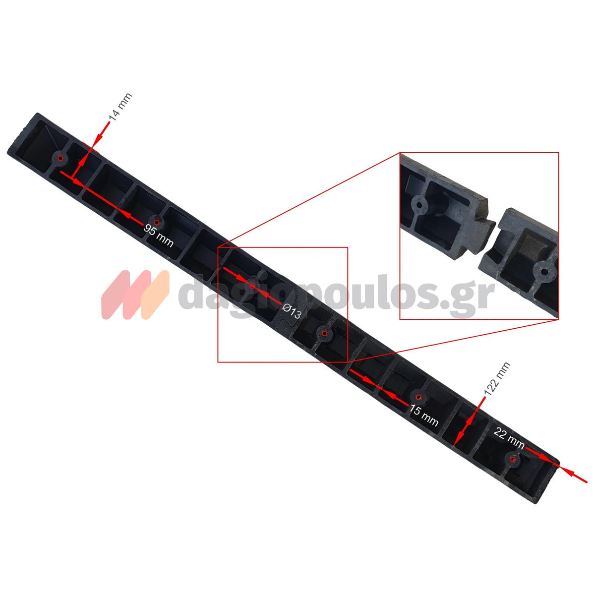 Στοπ Τροχού Διπλό Ενισχυμένο Μασίφ Με Αντανακλαστικό 1830mm x 150mm x 100mm ΔΙΑΙΡΟΥΜΕΝΟ