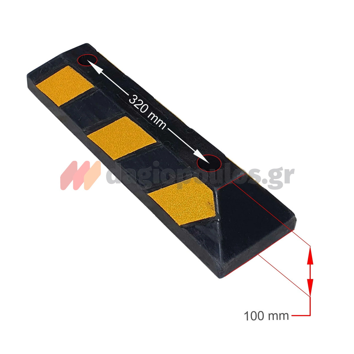 Στοπ Τροχού Μονό Ενισχυμένο Μασίφ Με Αντανακλαστικό 550mm x 150mm x 100mm