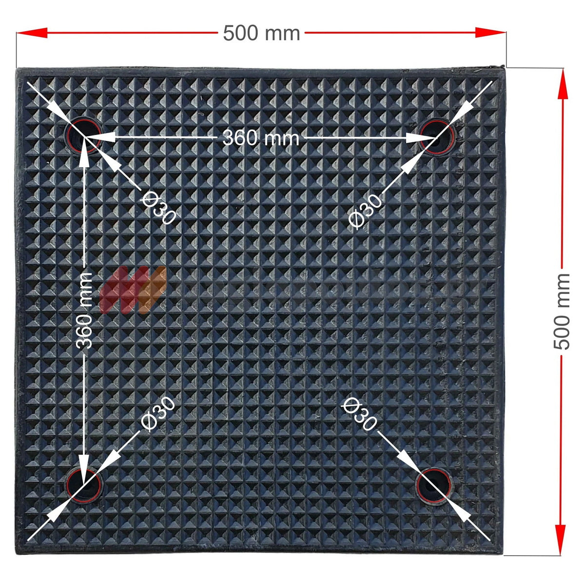 Ελαστικό Oδόστρωμα 500mm x 500mm x 70mm