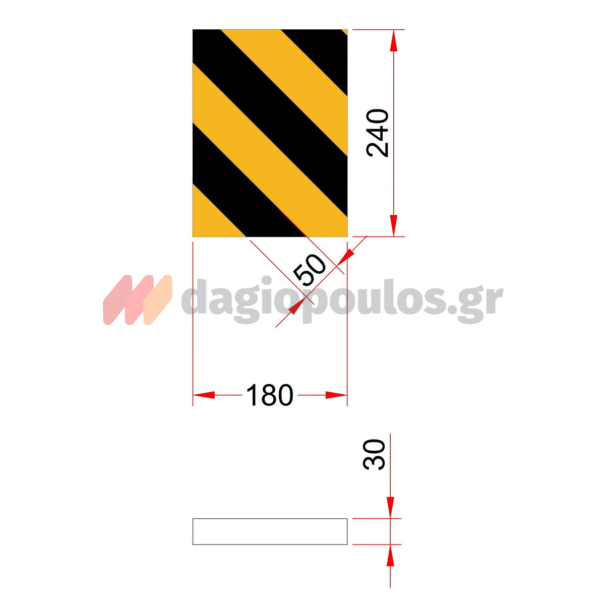 Αυτοκόλλητο Αφρώδες Προστατευτικό Πρόσκρουσης Τοίχου 240mm x 180mm x 40mm ΚΙΤΡΙΝΟ/ΜΑΥΡΟ