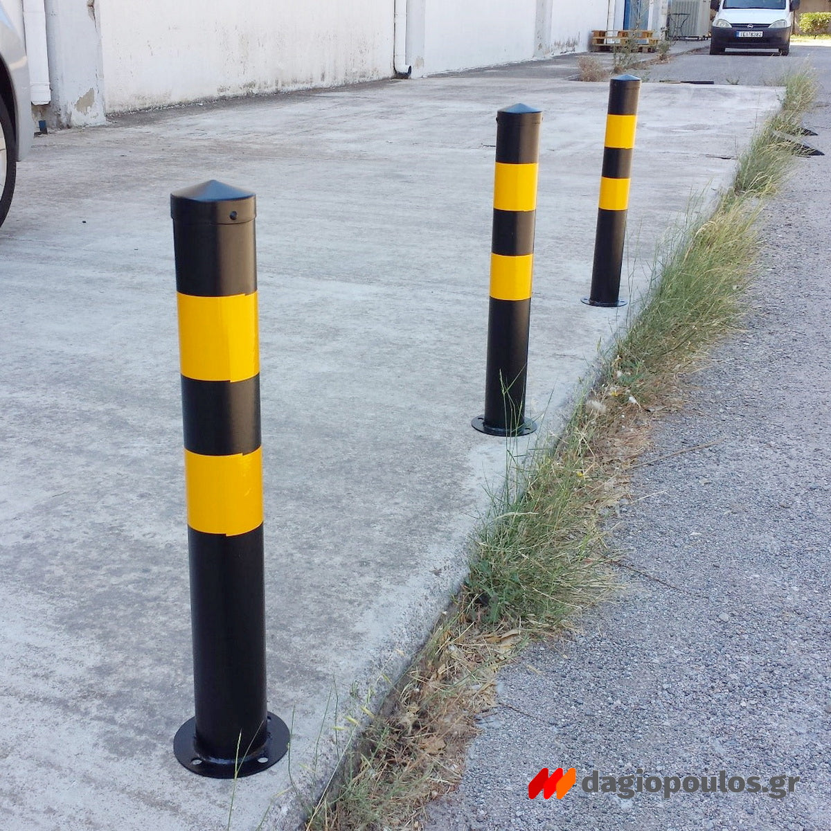 Κολωνάκι Μεταλλικό Στρογγυλό Σταθερό Απαγόρευσης Στάθμευσης & Οριοθέτησης Με Κώνο 60cm