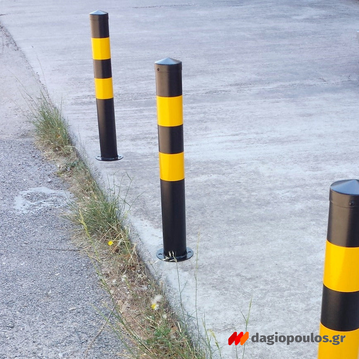 Κολωνάκι Μεταλλικό Στρογγυλό Σταθερό Απαγόρευσης Στάθμευσης & Οριοθέτησης Με Κώνο 60cm
