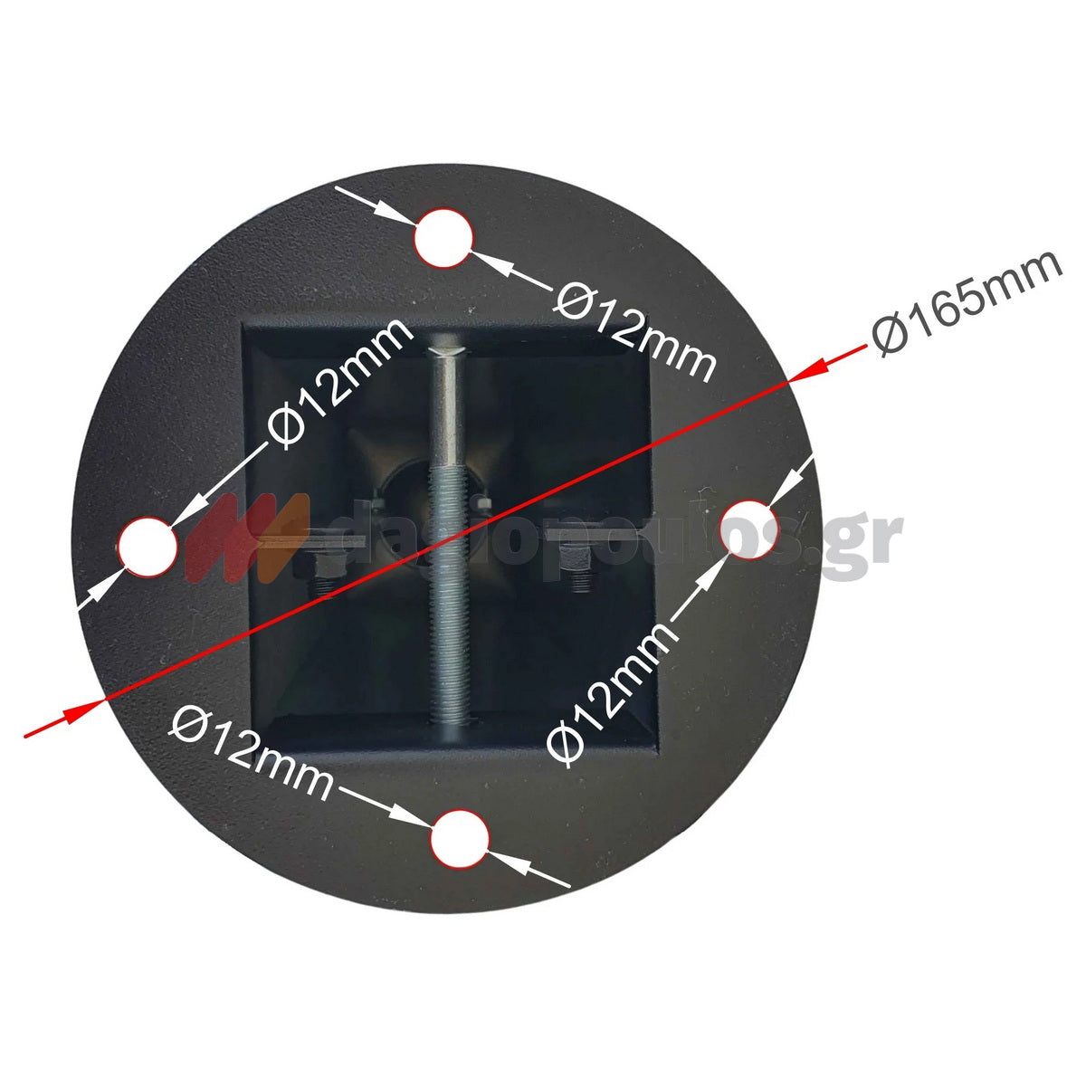 Κολωνάκι Μεταλλικό Τετράγωνο Αποσπώμενο Απαγόρευσης Στάθμευσης & Οριοθέτησης Με Πυραμιδικό Τελείωμα (Κώνο) & Λουκέτο