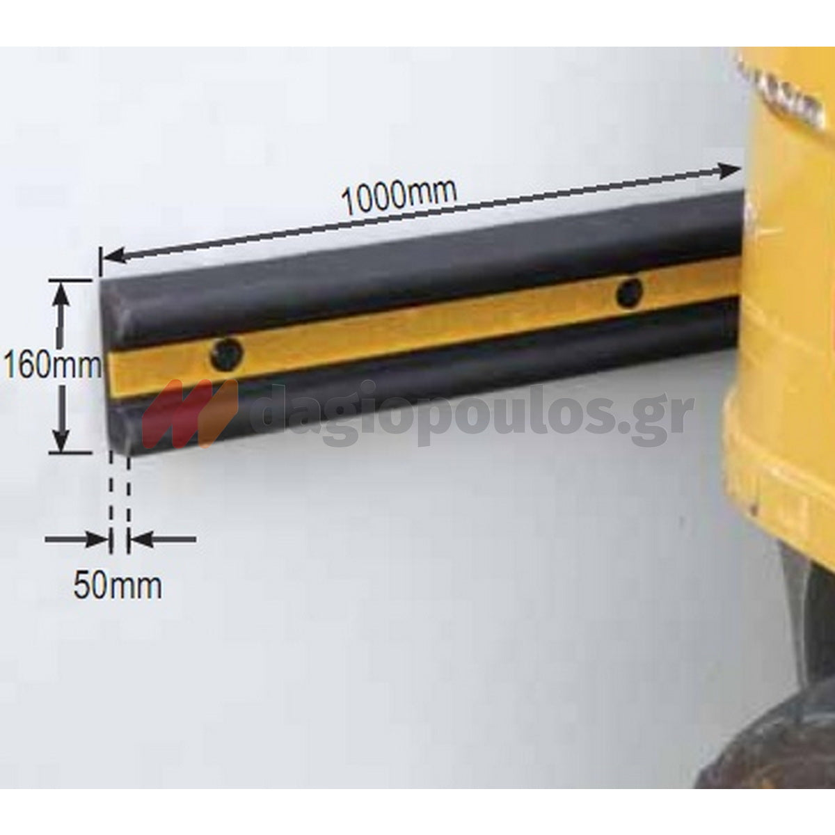 Λάστιχο Προστασίας Επιτοίχιο 1000mm x 160mm x 50mm ΚΙΤΡΙΝΟ/ΜΑΥΡΟ