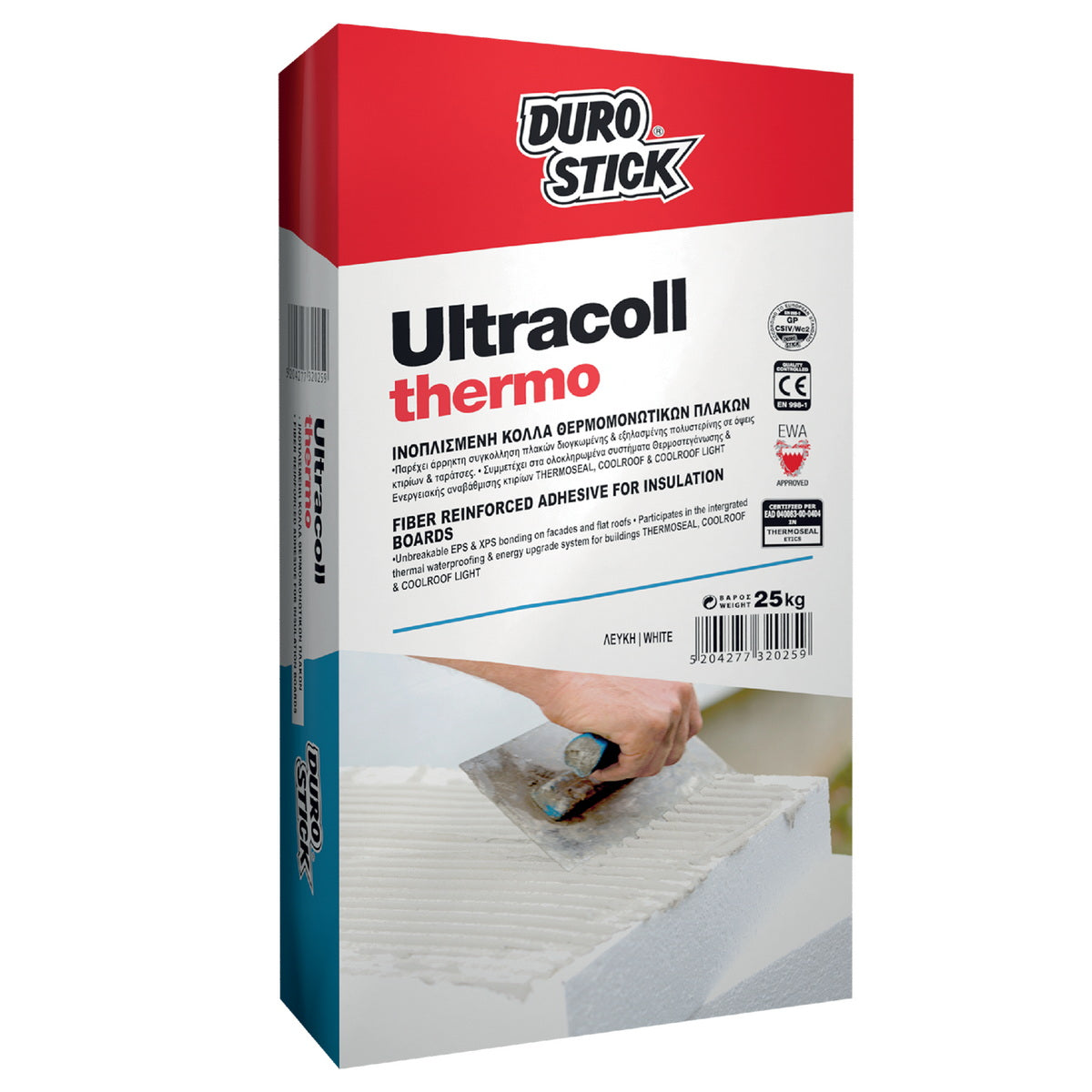 Durostick Ultracoll Thermo Ινοπλισμένη Κόλλα Θερμομονωτικών Πλακών Για Τοίχους & Ταράτσες
