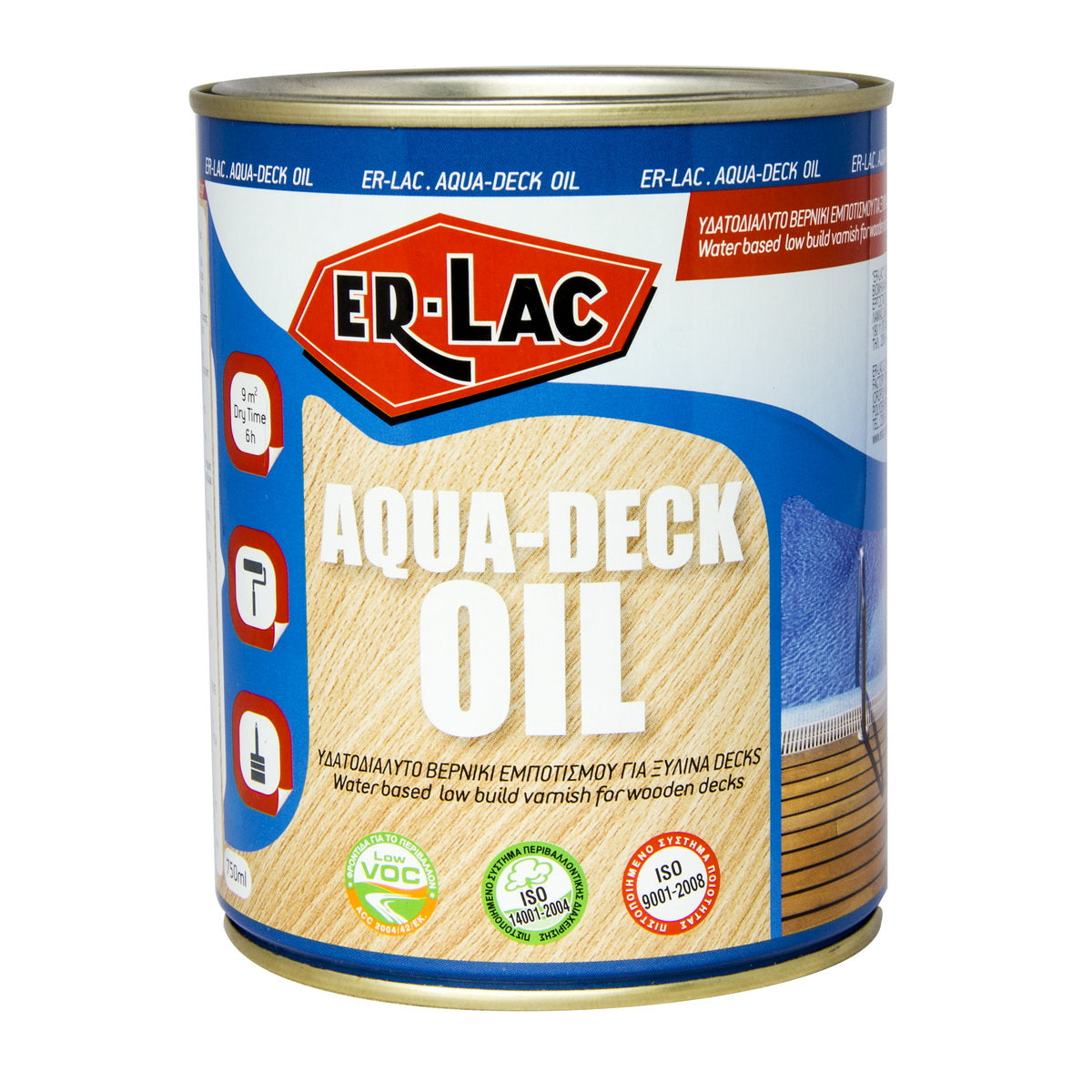 Erlac Aqua Deck Oil Λάδι Συντήρησης & Προστασίας Decks & Δαπέδων Κήπου Νερού Ματ
