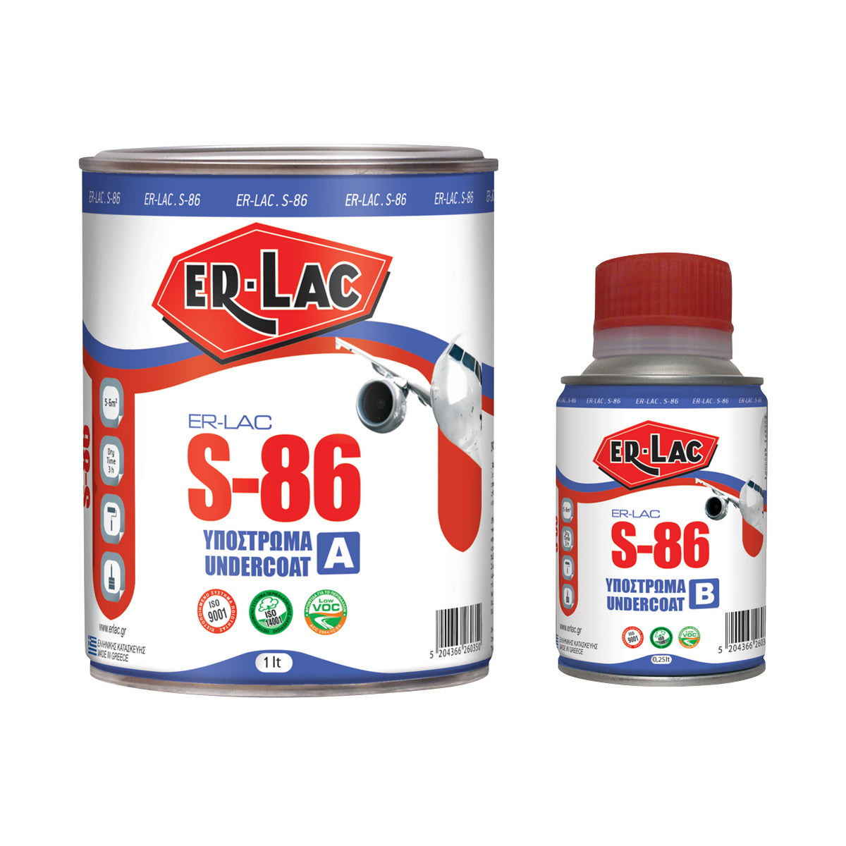 Erlac S86 Εποξειδικό Υπόστρωμα Αστάρι 2 Συστατικών Υψηλής Πρόσφυσης Λευκό