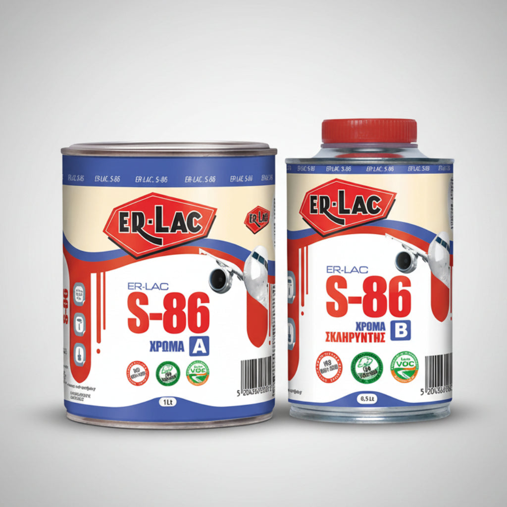 ErLac S-86 Χρώμα Πολυουρεθάνης 2 Συστατικών Εξωτερικής & Εσωτερικής Χρήσης ΛΕΥΚΟ ΓΥΑΛΙΣΤΕΡΟ