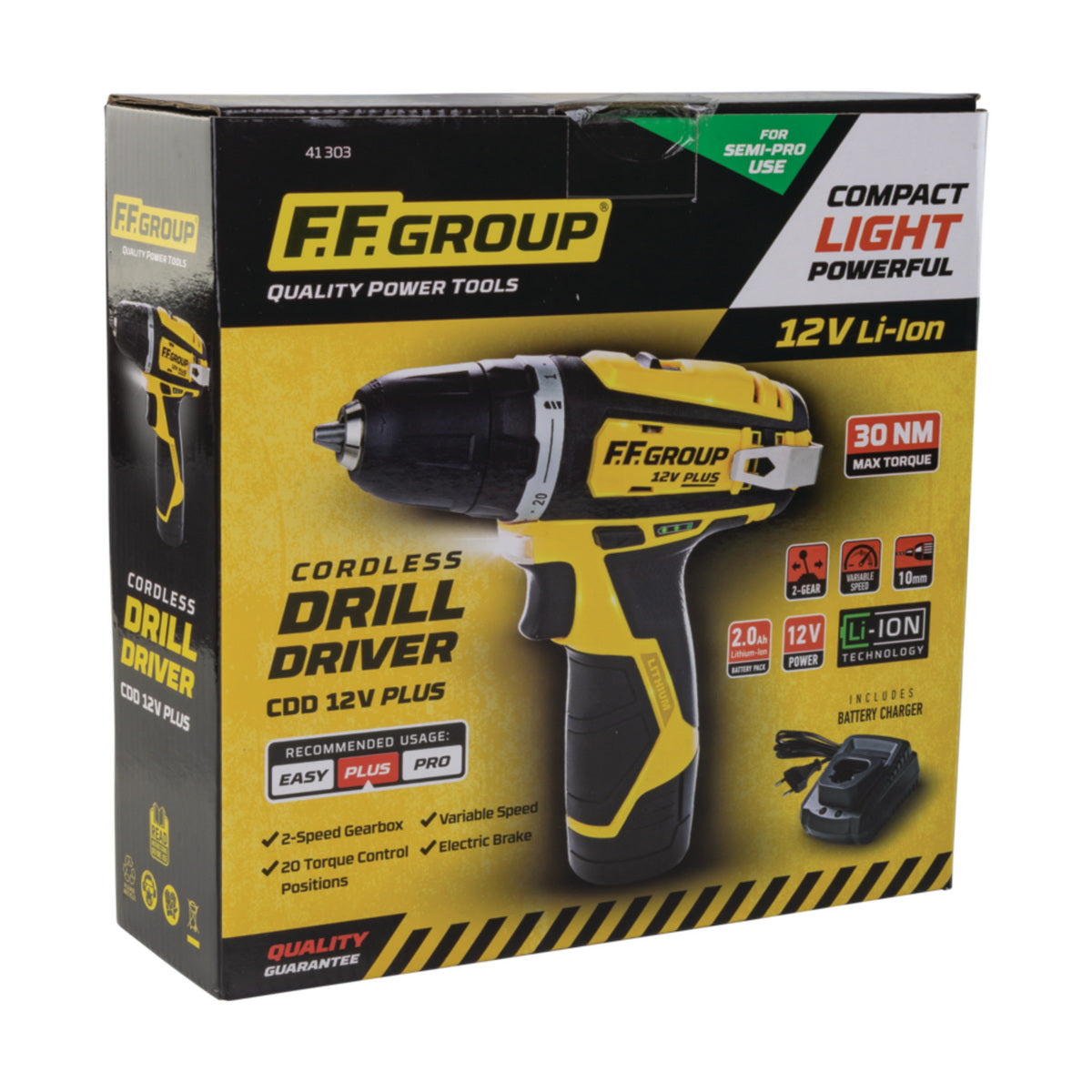 FF Group CDD 12V PLUS 41303 Δραπανοκατσάβιδο Μπαταρίας 12V Li-Ion Με Μπαταρία 2.0Ah