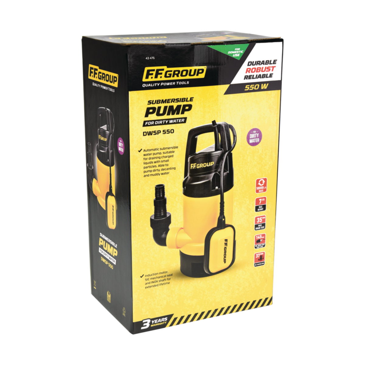 FF Group DWSP 550 43476 Αντλία Βυθιζόμενη (Υποβρύχια) Ακάθαρτων Υδάτων 0.55kW 10.0m³h