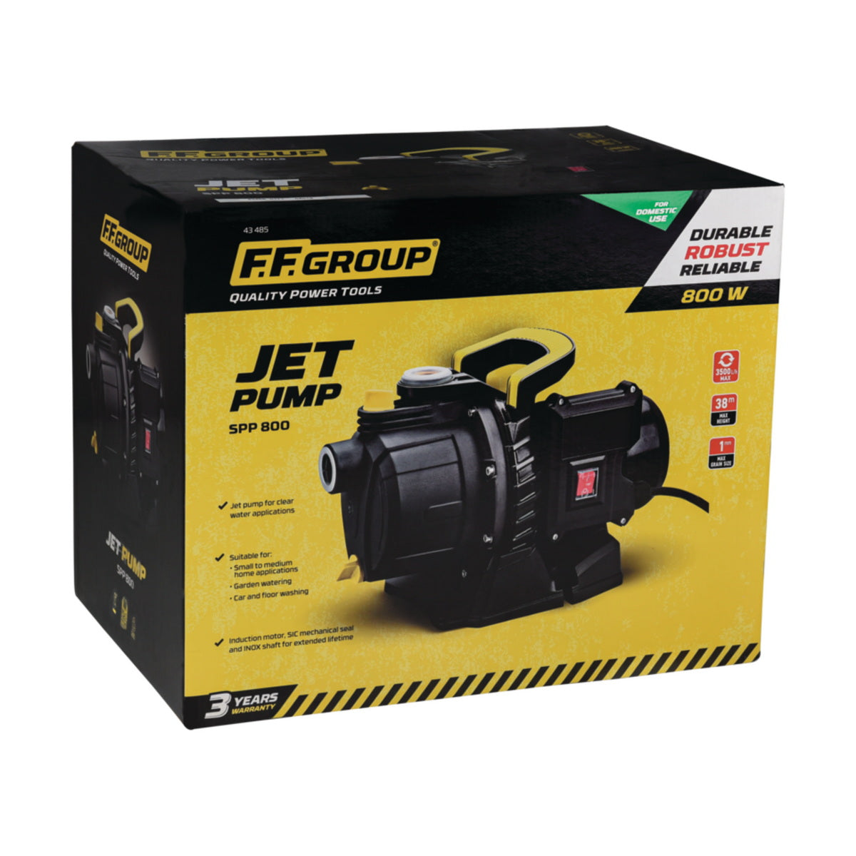 FF Group SPP 800 43485 Αντλία Επιφάνειας Jet Inox 800W 3.8Bar 3600Ltrhr