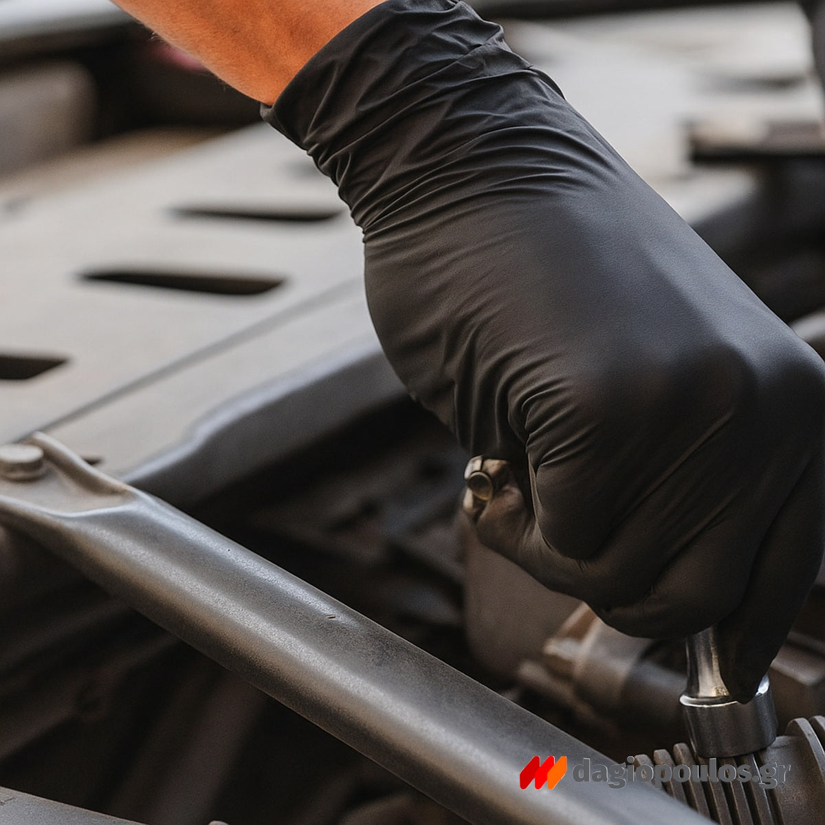 Finergo FNR-G1000 Nitrile Powder Free Γάντια Νιτριλίου Για Διαλυτικά & Μηχανικούς Μαύρα Πακ 100 Τεμ