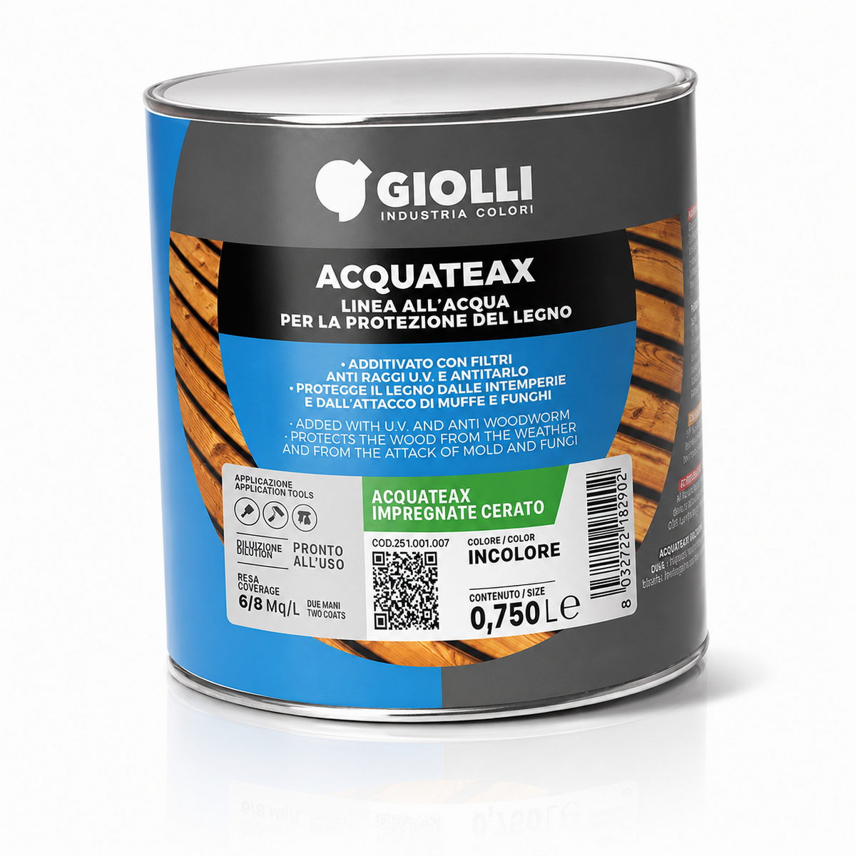 Giolli 264 Acquateax Impregnante Cerata Βερνίκι Εμποτισμού Ξύλου Νερού Με Κερί Ματ ΚΑΡΥΔΙΑ ΑΝΟΙΚΤΗ (NOCE CHIARO)