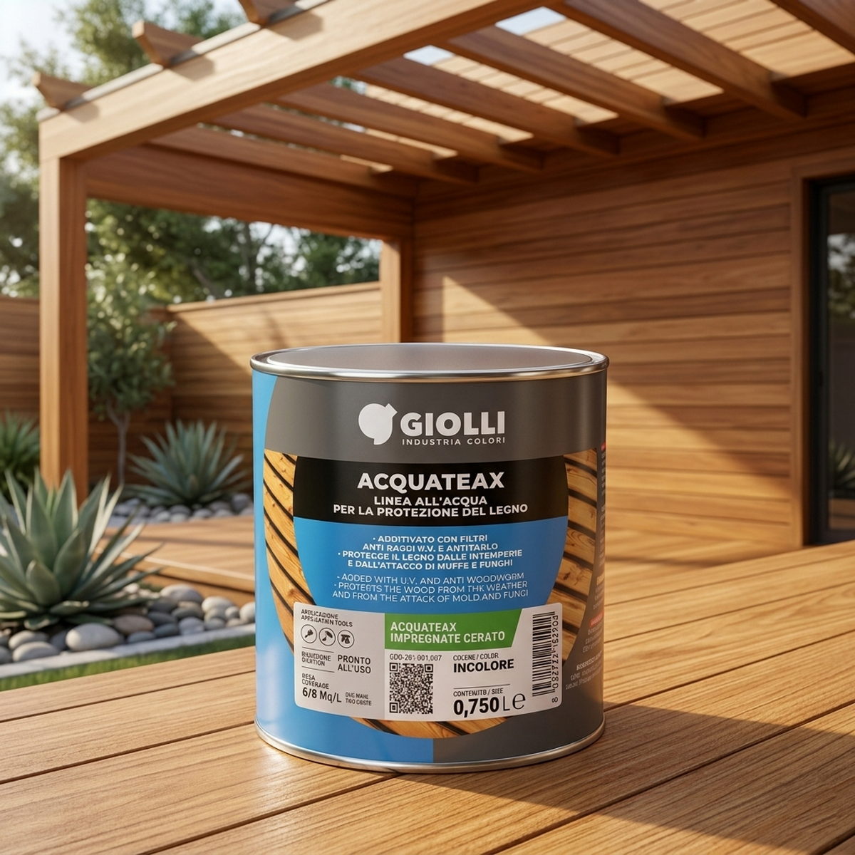 Giolli 264 Acquateax Impregnante Cerata Βερνίκι Εμποτισμού Ξύλου Νερού Με Κερί Ματ ΚΑΡΥΔΙΑ ΑΝΟΙΚΤΗ (NOCE CHIARO)