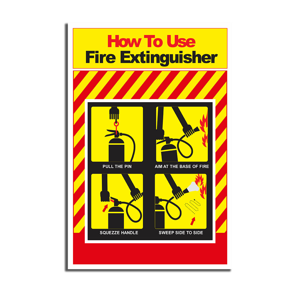 Πινακίδα Σήμανσης Πυρόσβεσης PVC "HOW TO USE FIRE EXTINGUISHER" 200mm x 300mm