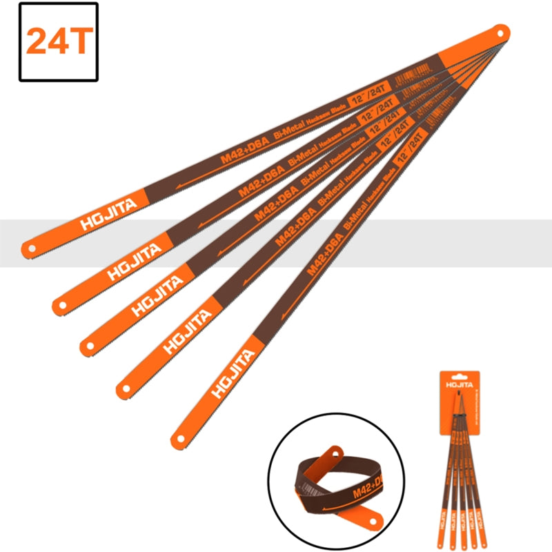 Hojita HJHB1H24 Συλλογές Λάμες Πριονιού Για Μέταλλο Πλαστικό Bi-Metal HSS 24TPI 300mm Σετ 5 Τεμ