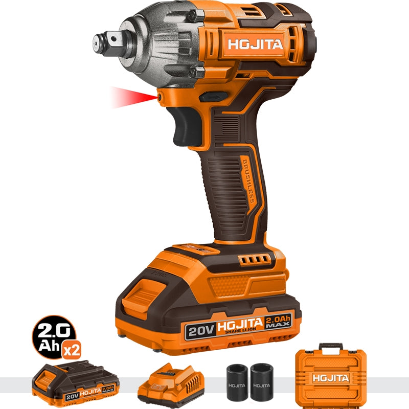Hojita HJCD1B30 Brushless Μπουλονόκλειδο Μπαταρίας 20V Li-Ion 300Nm Με 2 Μπαταρίες 2.0Ah & Βαλίτσα