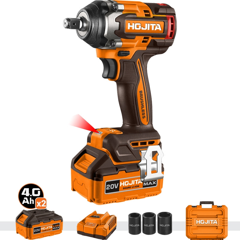Hojita HJCD1B50 Brushless Μπουλονόκλειδο Μπαταρίας 20V Li-Ion 500Nm Με 2 Μπαταρίες 4.0Ah & Βαλίτσα