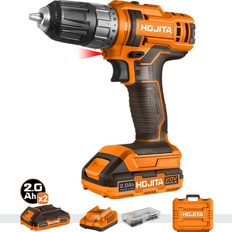Hojita HJCDPB52E Δραπανοκατσάβιδο Μπαταρίας 20V Li-Ion 45Nm Με 2 Μπαταρίες 2.0Ah & Βαλίτσα