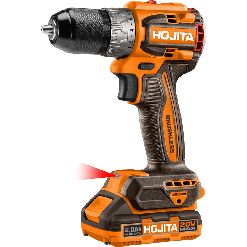 Hojita HJCDPB62 Brushless Δραπανοκατσάβιδο Μπαταρίας 20V Li-Ion 60Nm Με 2 Μπαταρίες 2.0Ah & Βαλίτσα