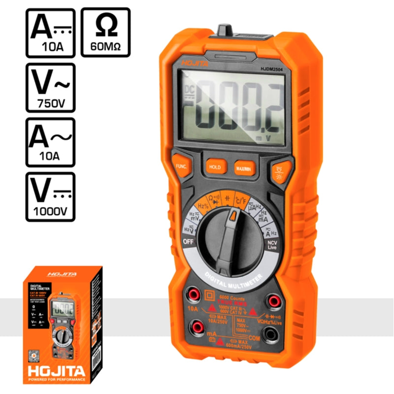 Hojita HJDM2504 Πολύμετρο Ψηφιακό True Rms 6000 Μετρήσεων