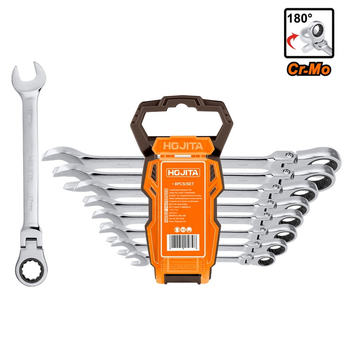 Hojita HJDS5208 Συλλογή Επαγγελματικά Κλειδιά Γερμανοπολύγωνα Καστάνιας Cr-V Με Σπαστή Κεφαλή Σετ 8 Τεμ