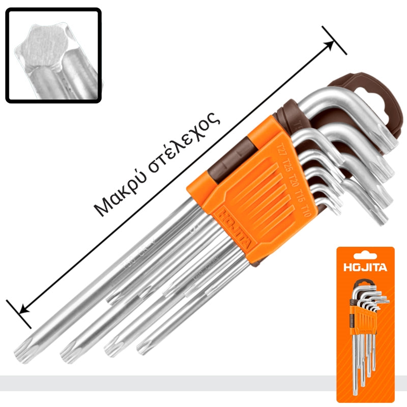 Hojita HJKH3291 Κλειδιά Torx Μακριά Cr-V Τ10-Τ50 Σετ 9 Τεμ