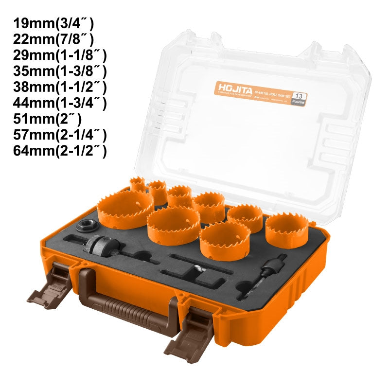 Hojita HJKJ3413 Συλλογή Ποτηροτρύπανα (Ποτηροκορώνες) HSS M3 Μετάλλων Σετ 13 Τεμ