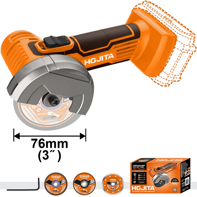 Hojita HJLAP571 Brushless Γωνιακός Τροχός Μπαταρίας Mini 20V Li-Ion 76mm SOLO