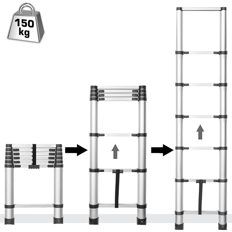 Hojita HJLD5H06 Σκάλα Αλουμινίου Τηλεσκοπική 6 Σκαλοπάτια