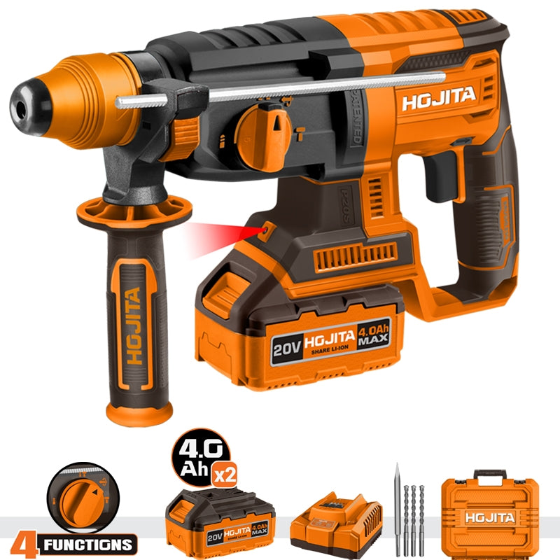 Hojita HJLM1B26 SDS Plus Brushless Πνευματικό Περιστροφικό Κρουστικό Πιστολέτο Μπαταρίας 20V Li-Ion Με 2 Μπαταρίες 4.0Ah & Βαλίτσα