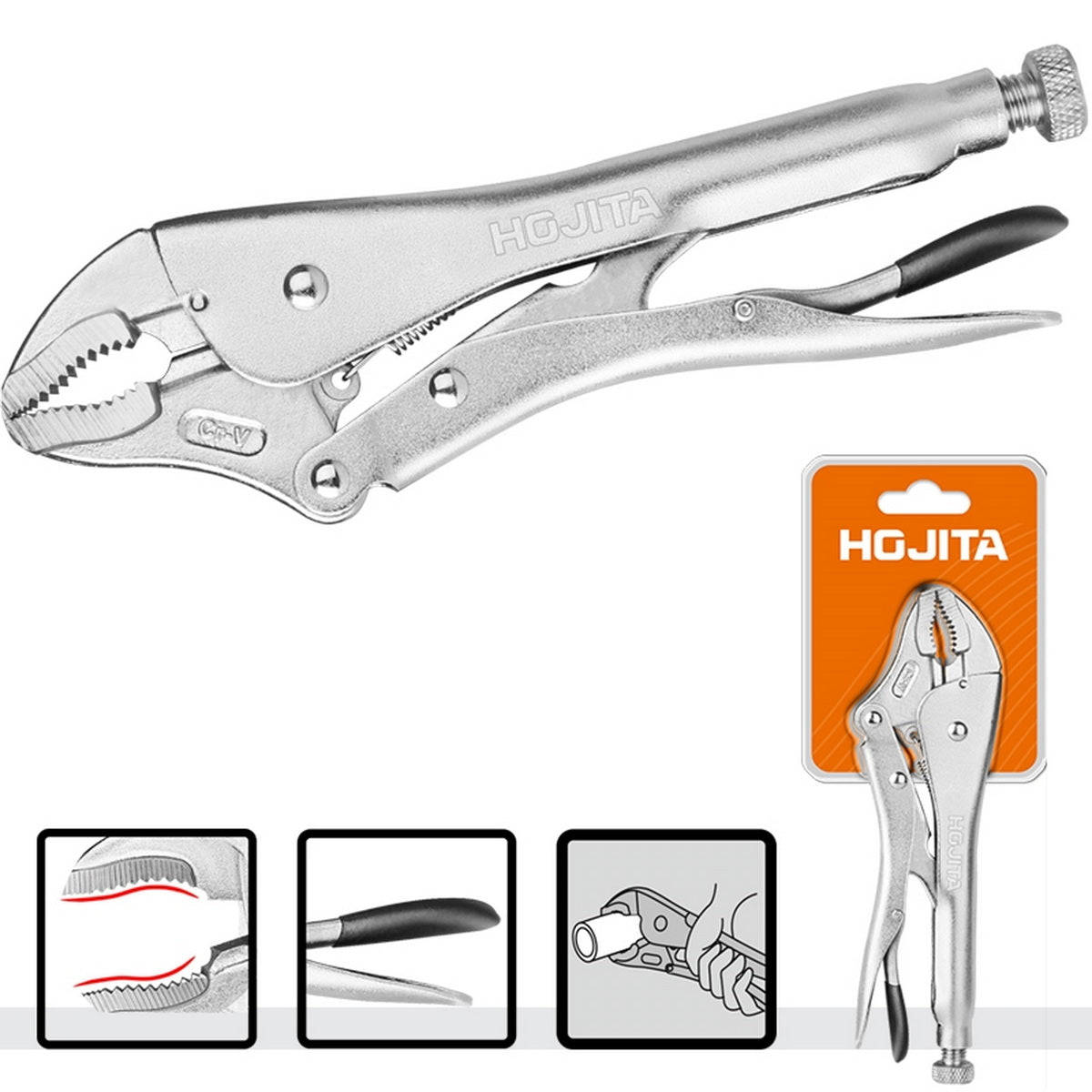 Hojita HJLP1C02 Πένσα Συγκράτησης Τύπου Gripp "Σκύλα" Κυρτή Cr-V 10" 250mm