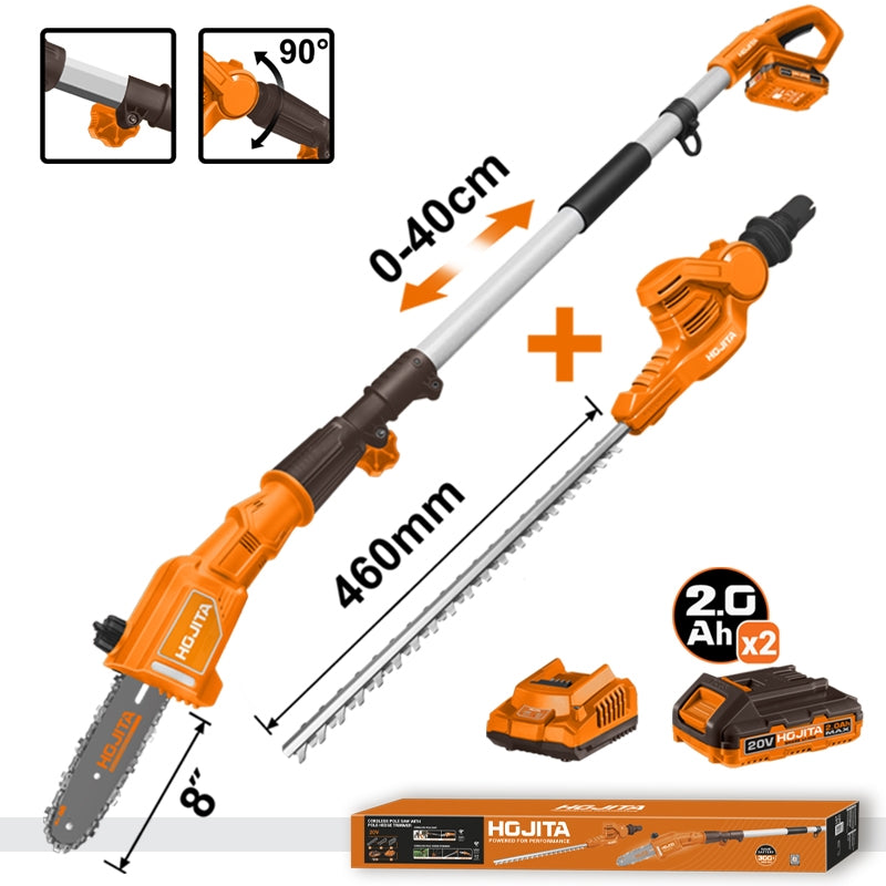 Hojita HJPTSP162 Τηλεσκοπικό Αλυσοπρίονο (Κονταροπρίονο) & Ψαλίδι Μπορντούρας Μπαταρίας 20V Li-Ion 460mm Με 2 Μπαταρίες 2.0Ah