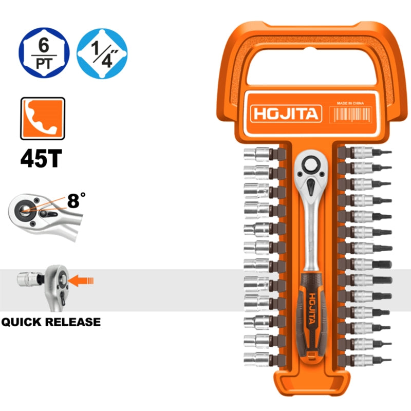 Hojita HJST2271 Συλλογή Μύτες Μανέλα 1/4" CrV Σετ 27 Τεμ