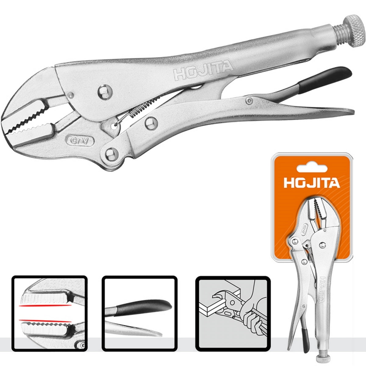 Hojita HJST2C02 Πένσα Συγκράτησης Τύπου Gripp "Σκύλα" Ίσια Cr-V 10" 250mm