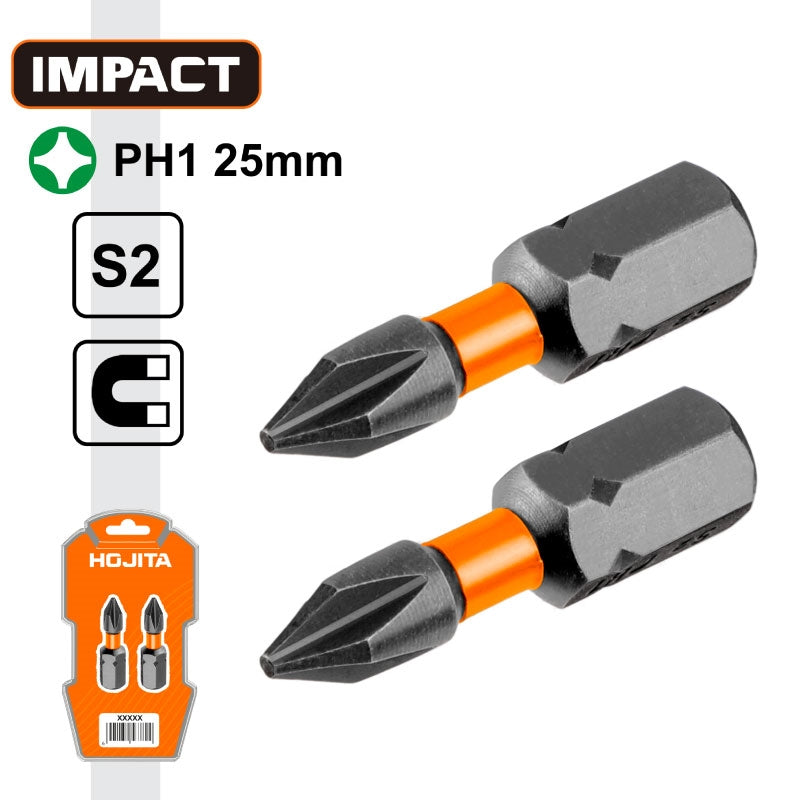 Hojita HJSV1K11 Συλλογή Μύτες Phillips (Σταυρού) Μαγνητικές Ρh.1 x 25mm Σετ 2 Τεμ